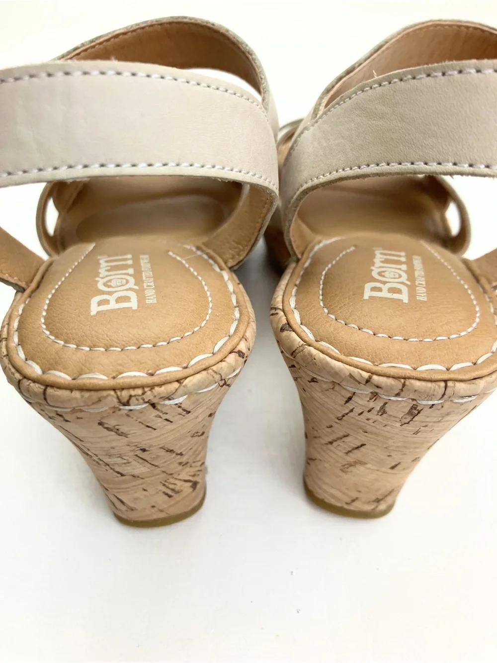 Born Alaina Platform Wedge Sandal Cream Leather Sz 6